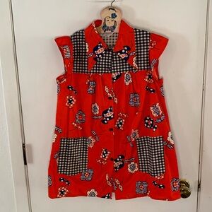 Vintage Radlee red white blue faux appliqué flower smock dress Size Medium